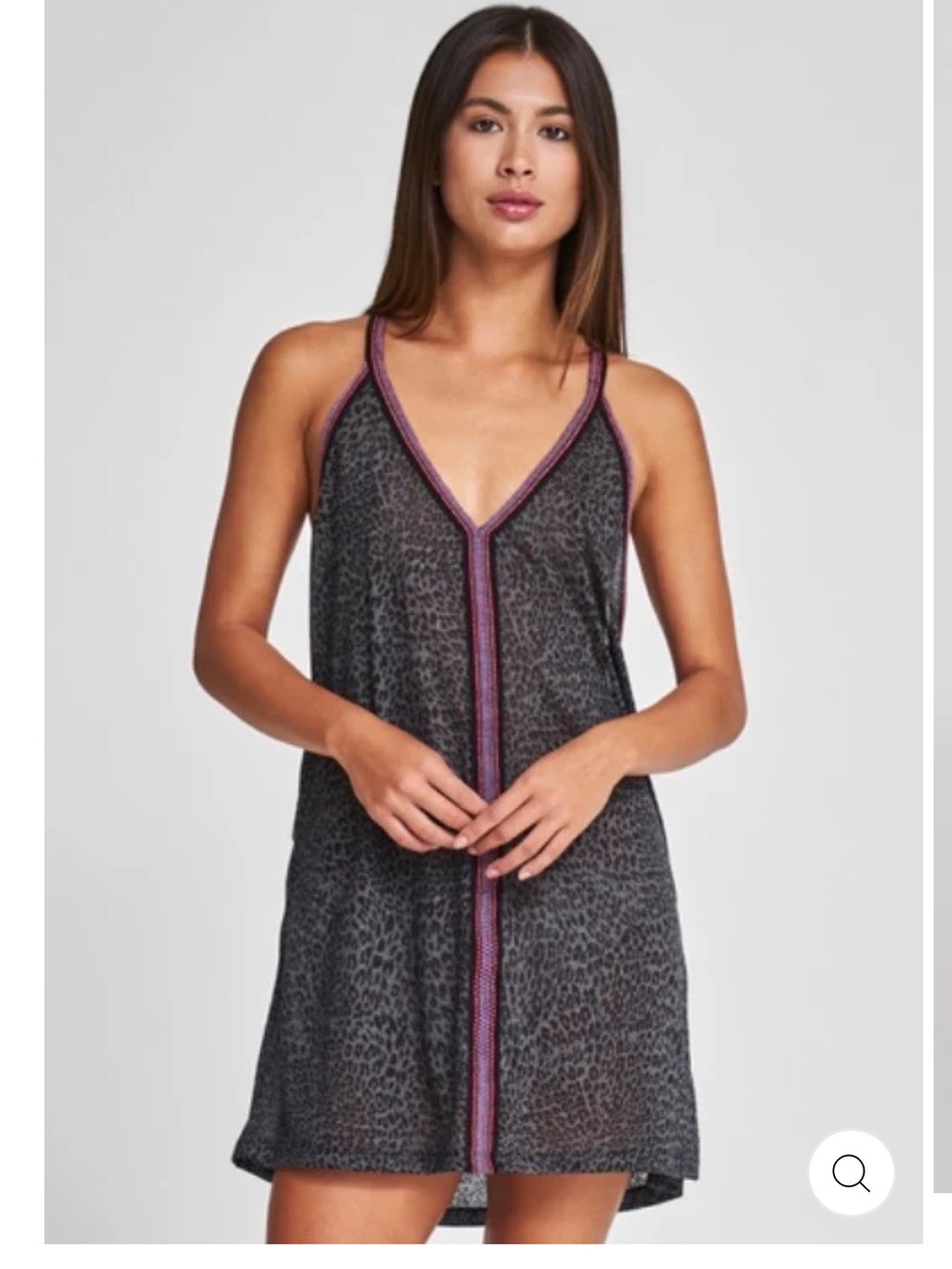 Pitusa Sleeveless Embroidered Mini Cheetah Print Slip Dress Standard MSRP $95